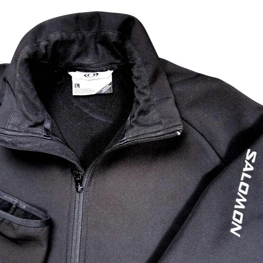 Salomon ClimaPro 10k/10k Softshell Jacket Mens Large Black Full Zip Fleece Lined